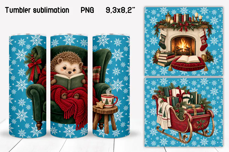 Cozy Winter Animal Tumbler PNG