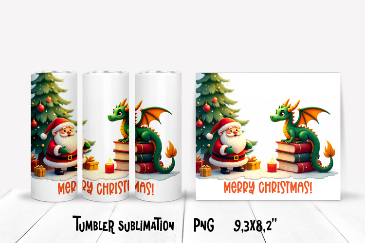 Christmas tumbler PNG | Christmas dragon tumbler sublimation