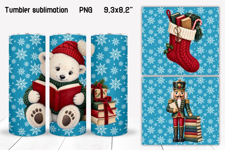 Christmas Reading Tumbler Wrap PNG example image 1