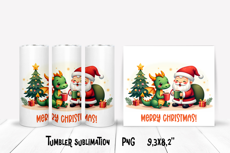 Christmas tumbler PNG | Christmas dragon tumbler sublimation