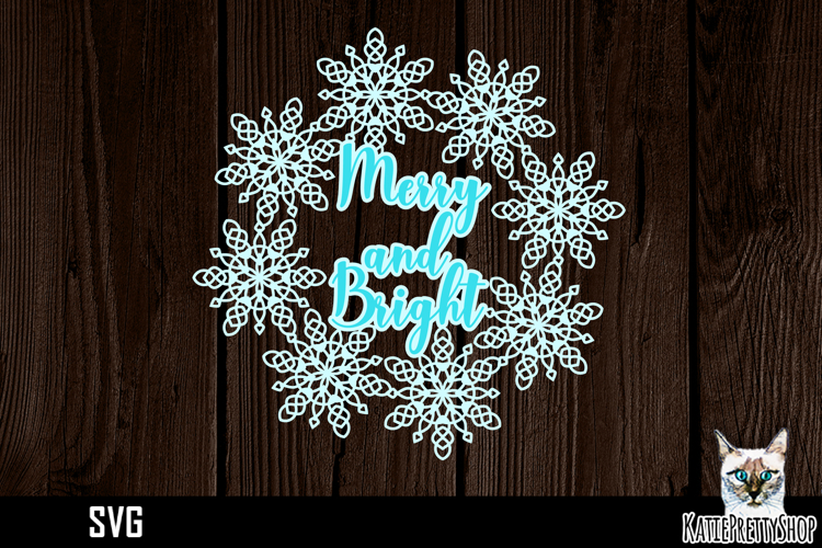 Papercut snowflake wreath frame, Merry and Bright Ornament