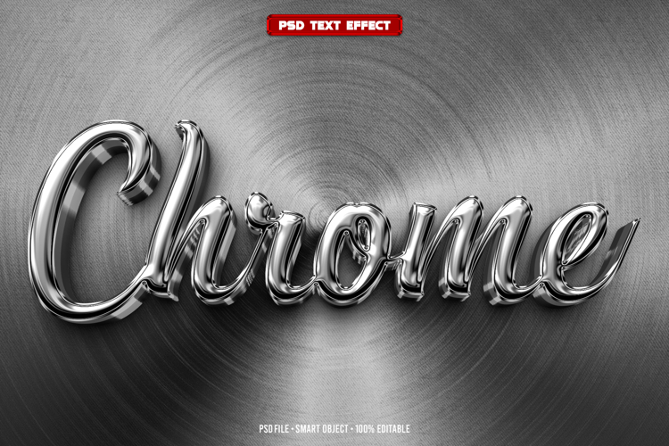 Chrome 3D editable text effect