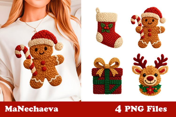 Latch Hook Yarn Christmas Sublimation | Cute Holiday Clipart