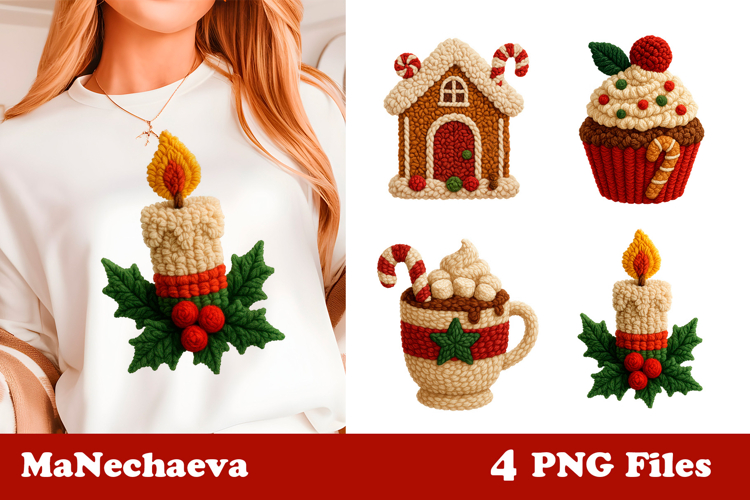 Latch Hook Yarn Christmas Sublimation | Cute Holiday Clipart