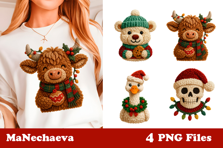 Latch Hook Yarn Christmas Sublimation | Cute Holiday Clipart