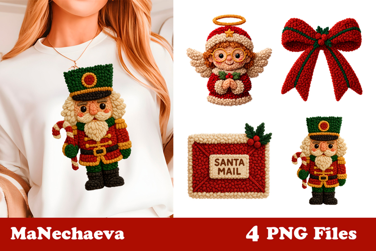 Latch Hook Yarn Christmas Sublimation | Cute Holiday Clipart