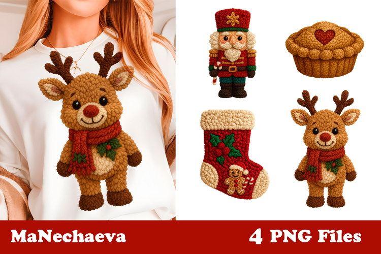 Latch Hook Yarn Christmas Sublimation | Cute Holiday Clipart