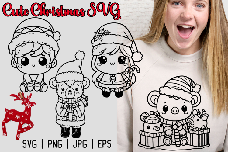 Merry Christmas SVG, Cute Christmas Clipart