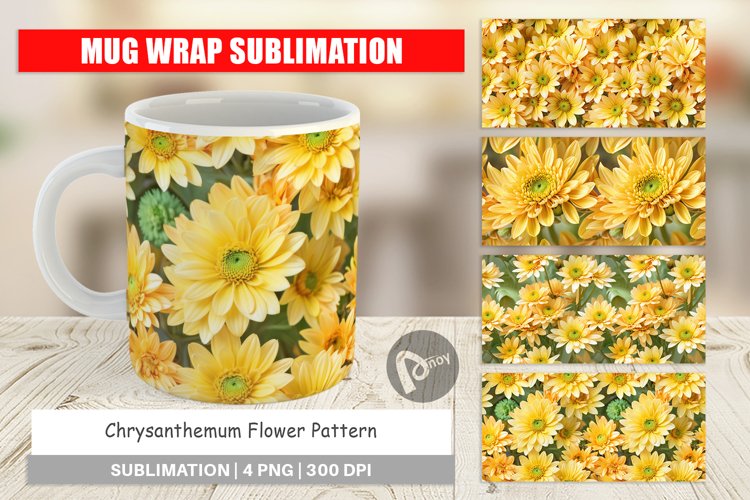 Mug Wrap Design Chrysanthemum Pattern