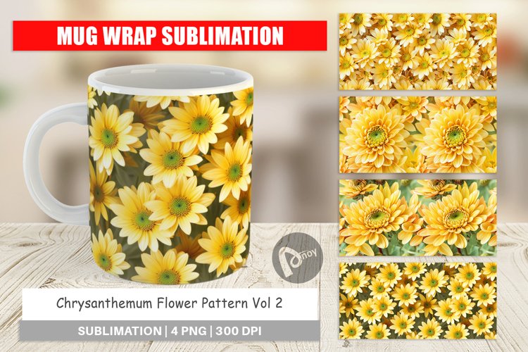 Mug Wrap Design Chrysanthemum Pattern