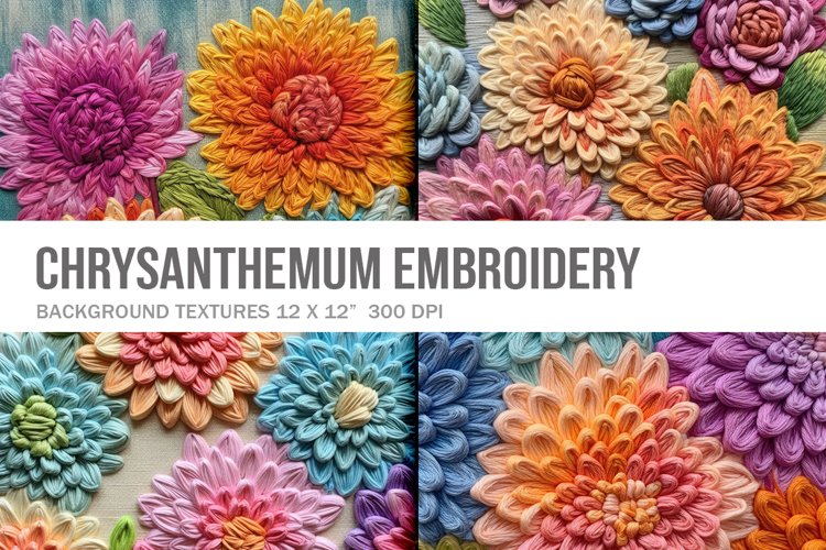 3D Chrysanthemum Flower Embroidery Flower Craft Background example image 1
