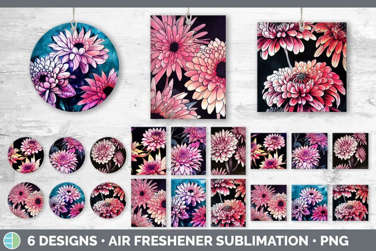Chrysanthemums Air Freshener Sublimation Designs Bundle