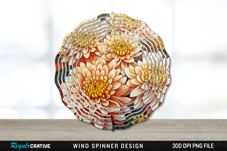 Chrysanthemums Wind Spinner Sublimation PNG Design example image 1