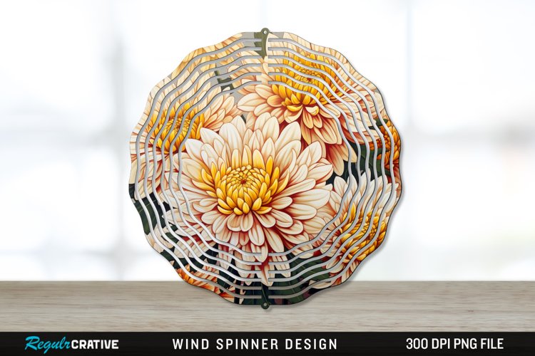 Chrysanthemums Wind Spinner Sublimation PNG Design example image 1