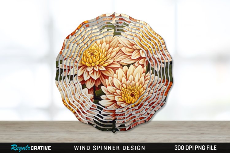 Chrysanthemums Wind Spinner Sublimation PNG Design example image 1