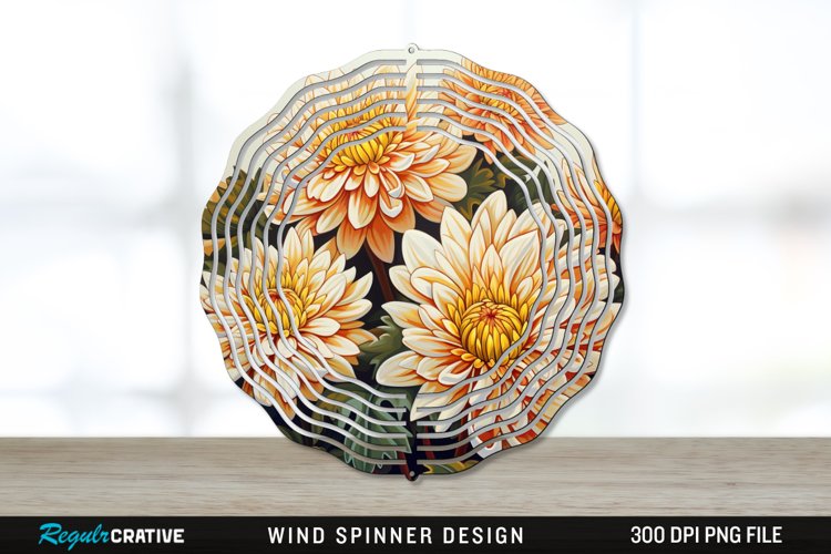 Chrysanthemums Wind Spinner Sublimation PNG Design example image 1