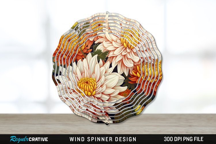 Chrysanthemums Wind Spinner Sublimation PNG Design example image 1