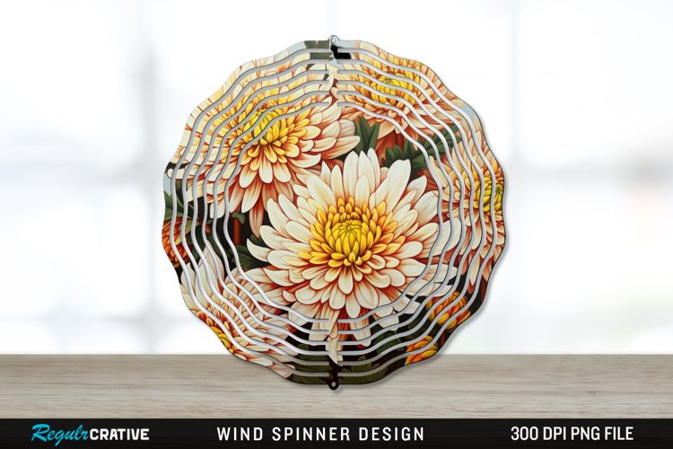 Chrysanthemums Wind Spinner Sublimation PNG Design example image 1