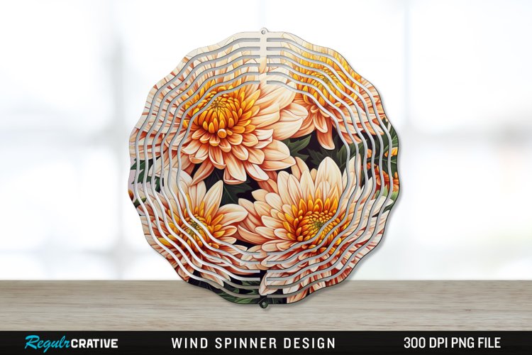 Chrysanthemums Wind Spinner Sublimation PNG Design example image 1