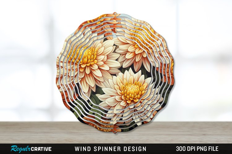 Chrysanthemums Wind Spinner Sublimation PNG Design example image 1
