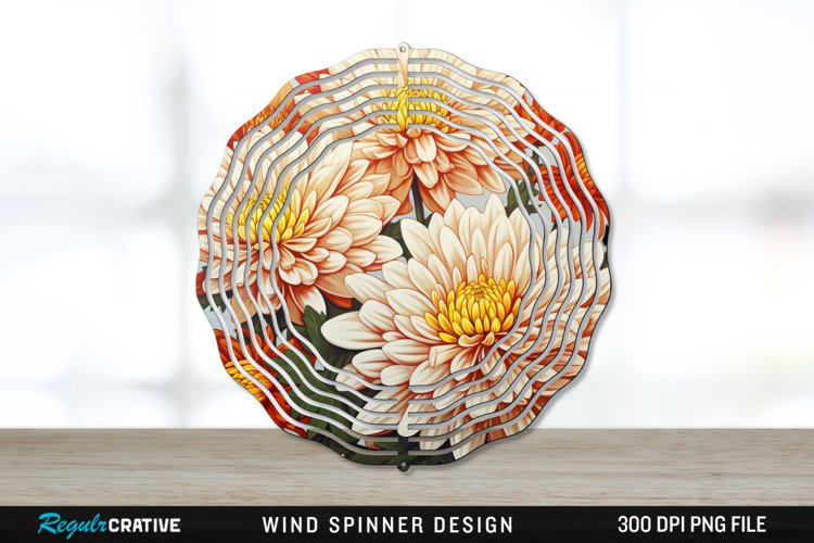 Chrysanthemums Wind Spinner Sublimation PNG Design example image 1
