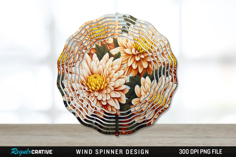 Chrysanthemums Wind Spinner Sublimation PNG Design example image 1