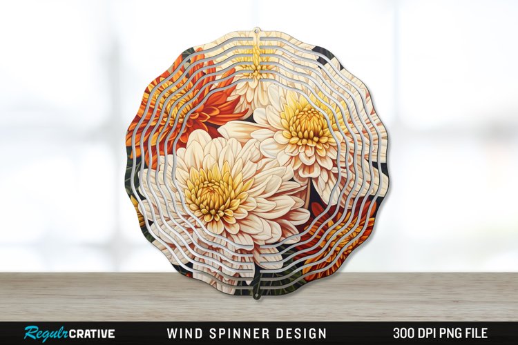 Chrysanthemums Wind Spinner Sublimation PNG Design example image 1