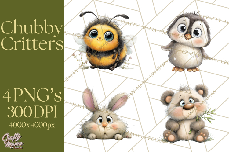 Chubby Critters PNG, Cute Woodland Animal Clipart Png