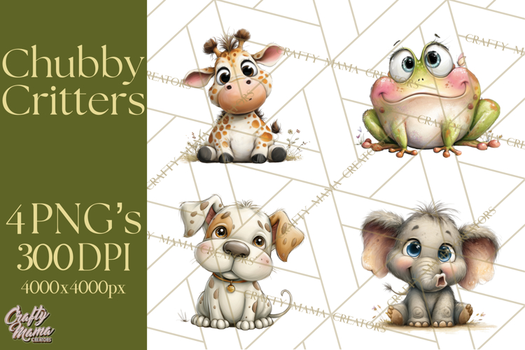 Chubby Critters PNG, Cute Woodland Animal Clipart Png