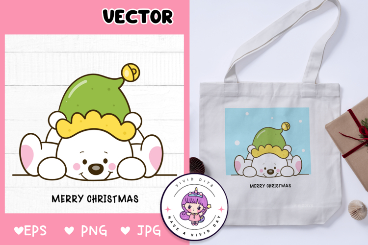 Chubby Polar bear sleep Cute Christmas winter animals kawaii