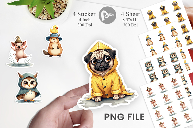 Chubby Raincoat Critters Sticker