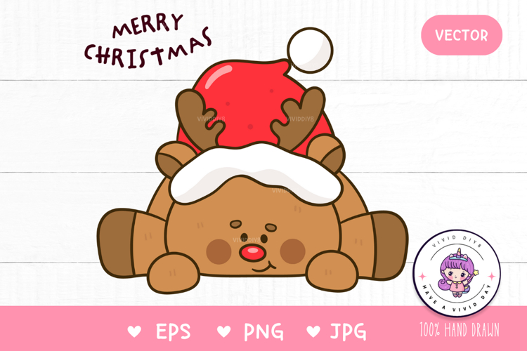 Reindeer Christmas kawaii clipart winter animal cartoon