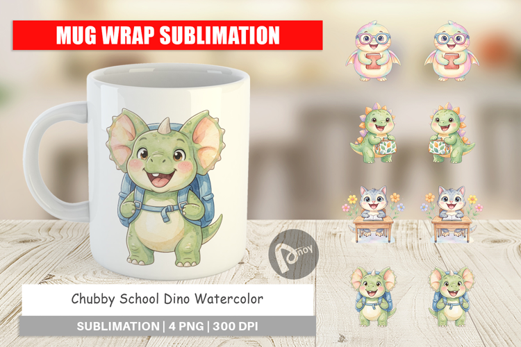 Chubby School Dino Mug Wrap