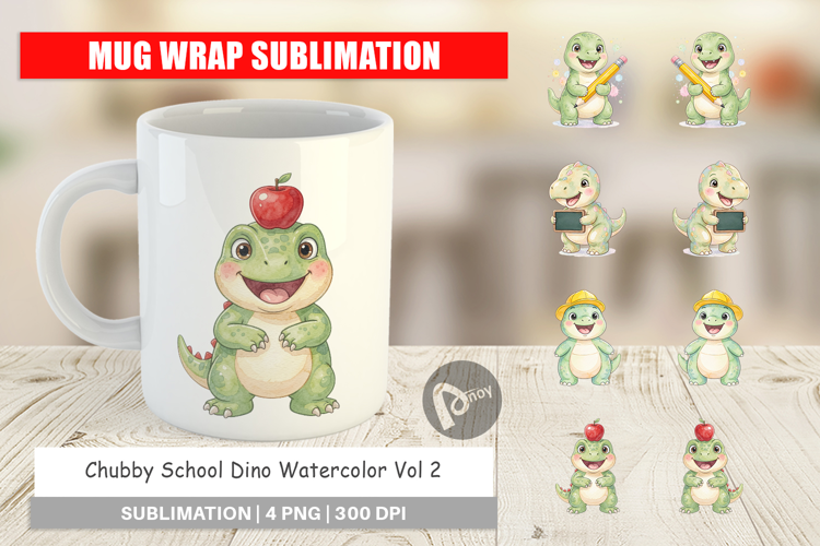 Chubby School Dino Mug Wrap