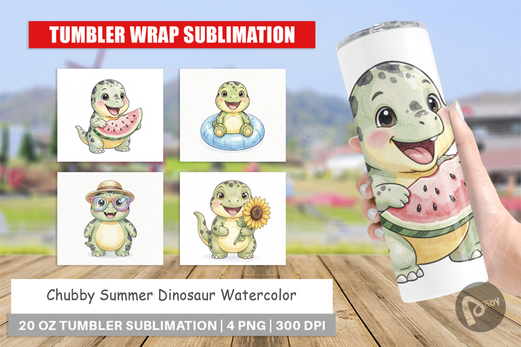 Chubby Summer Dinosaur Tumbler