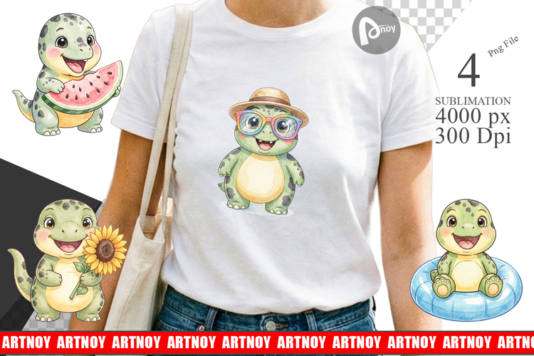 Chubby Summer Dinosaur Sublimation
