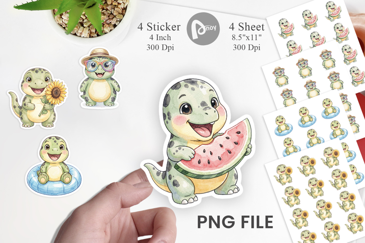 Chubby Summer Dinosaur Sticker