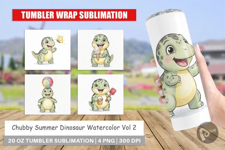 Chubby Summer Dinosaur Tumbler