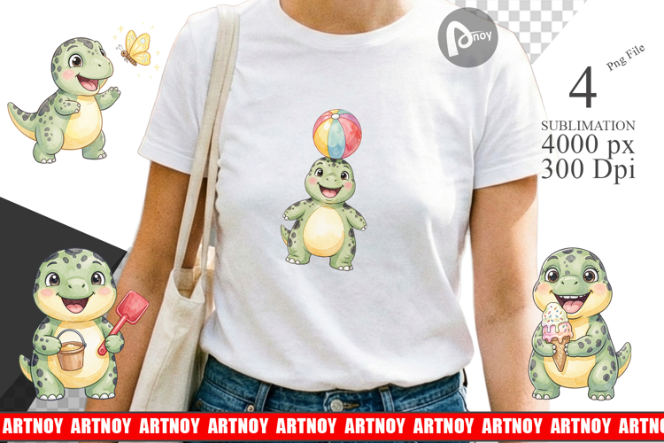 Chubby Summer Dinosaur Sublimation