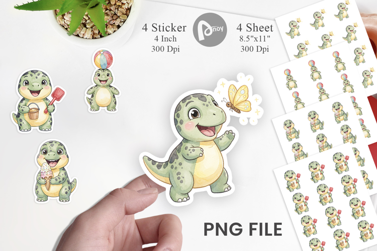 Chubby Summer Dinosaur Sticker