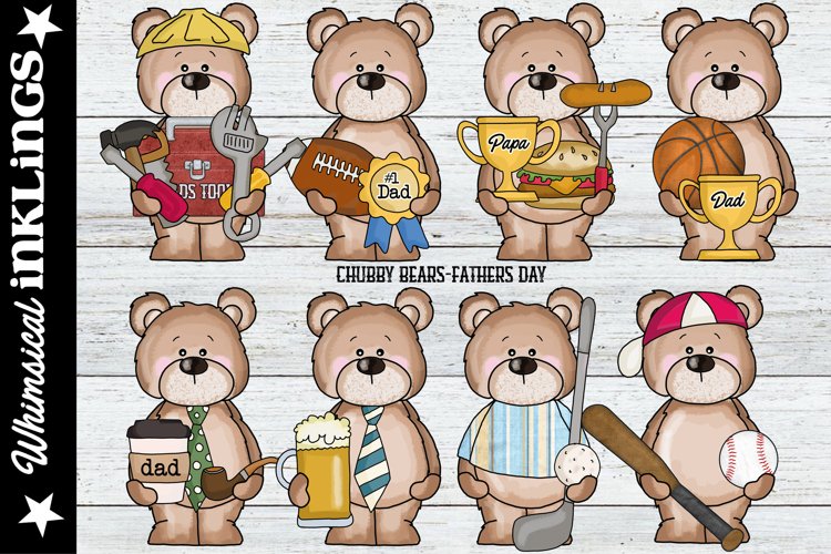 Chubby Bears Fathers Day Sublimation Clipart example image 1