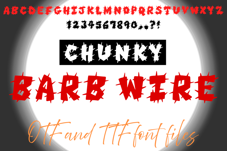 Chunky Barb Wire Typeface Lettering ABC Text Font Spiky OTF
