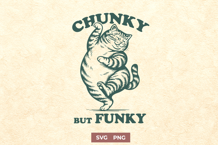 Chunky But Funky Cat SVG | Funny Fat Cat Clipart | Cute PNG