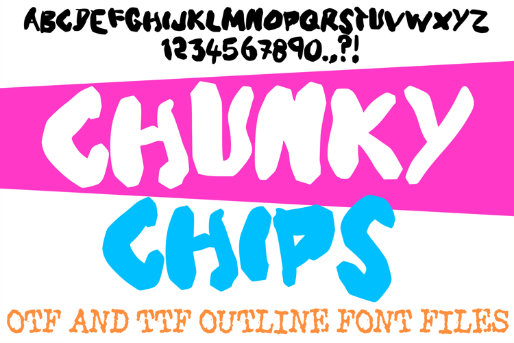Chunky Chips Alphabet Font Hand Drawn ABC OTF TTF Type