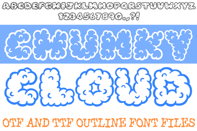 Chunky Cloud Lettering Font Cartoon Bubble ABC OTF Type