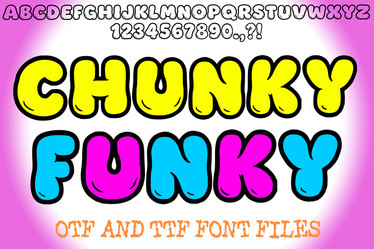 Chunky Funky Alphabet Lettering ABC Fat Text Font OTF