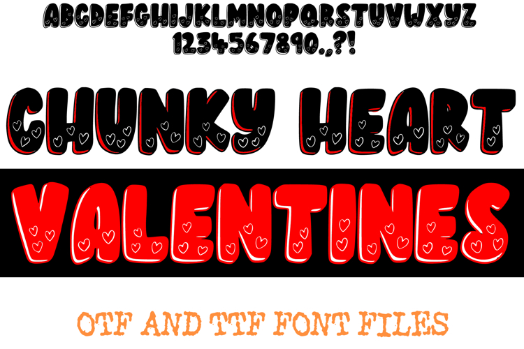 Chunky Heart Valentines Doodle Font Love Cute Typeface