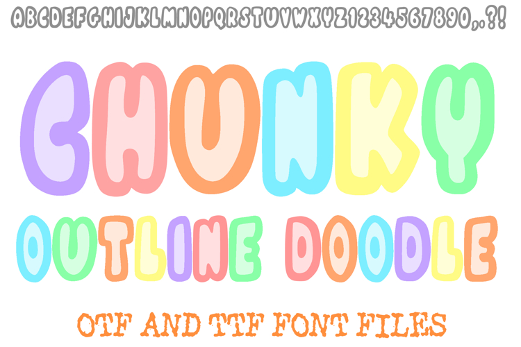 Chunky Outline Doodle Font Bold Bubble Kid Cartoon Lettering