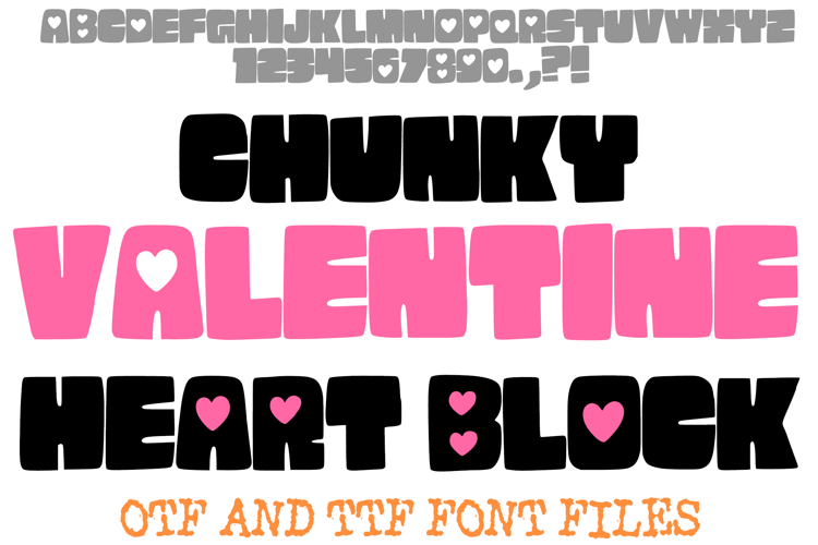 Chunky Valentine Heart Block Font Cartoon Typeface Letters