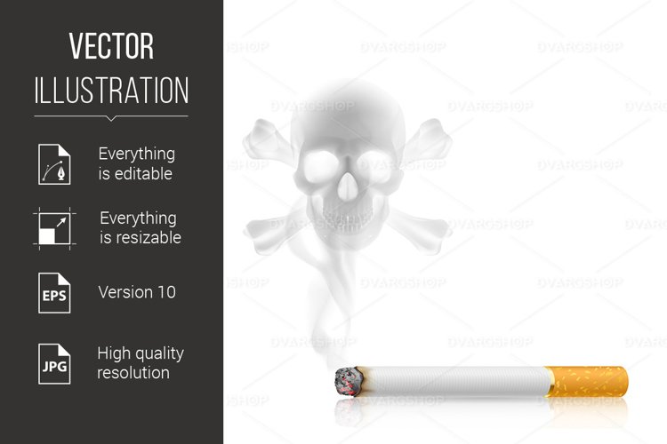 Cigarette and Skull shaped smoke